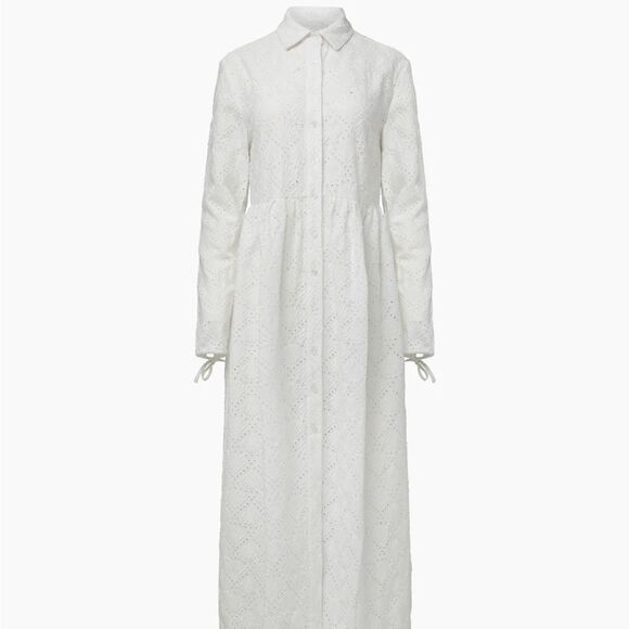 NWT Onia air linen maxi shirt dress eyelet shell pattern button front size small - Picture 1 of 9